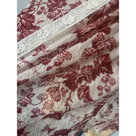 Denim & Supply Ralph Lauren Floral Lace Sheer Flowy Blouse Boho Red Size XL - Picture 3 of 7